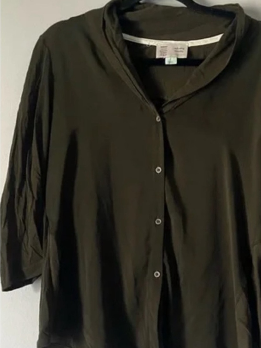 Women's Olive Button-Front Blouse